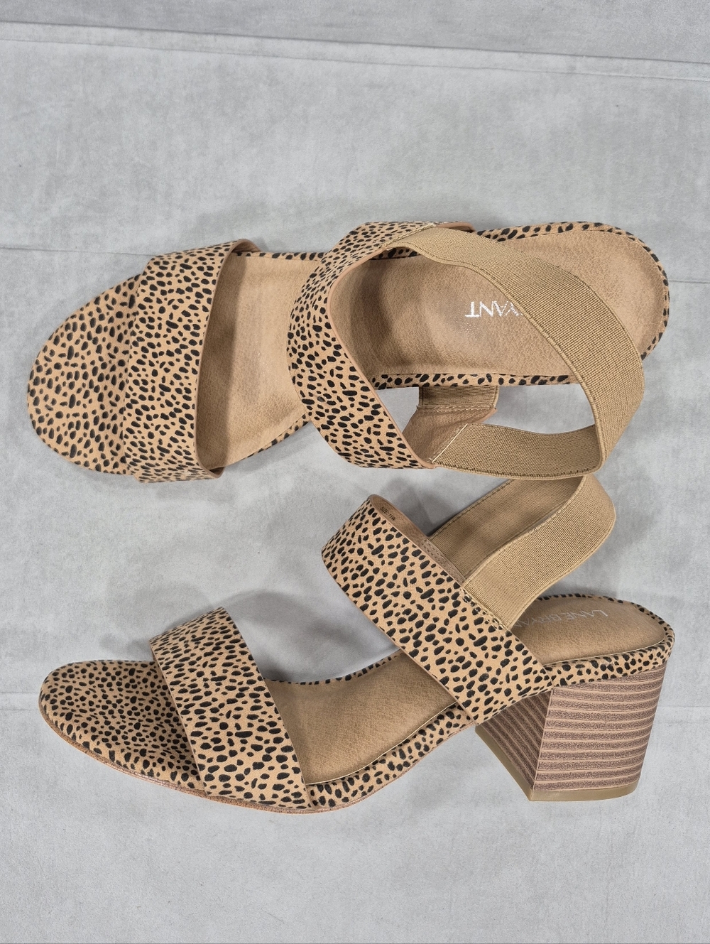 Lane Bryant sandals women's 11 Wide black and tan cheetah print block heels
